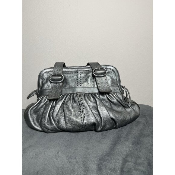 Cole Haan Pewter Leather Satchel Bag-Preowned but Good Condition - Picture 9 of 11